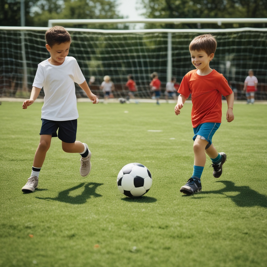 Children playing soccer